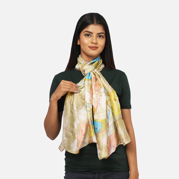 100% nat&uuml;rlicher Satin Seiden Schal, Gelb image number 3