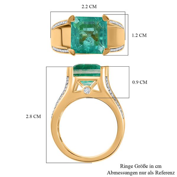 Smaragd Triplett Quarz und Zirkon Ring -  6,04 ct. image number 7