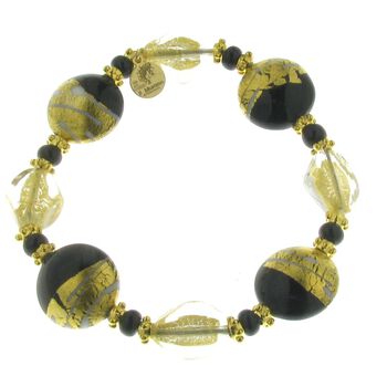 IL MURANO DI FRANCESCA- flexibles schwarzes Muranoglas aus Italien DISC Armband