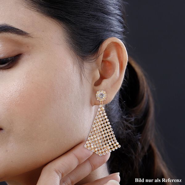 Dreieckige weiße Kristall-Cluster Design Ohrringe image number 2