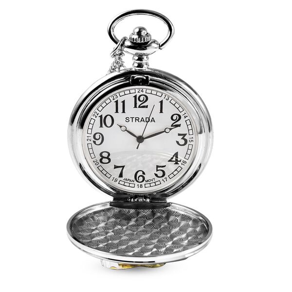 STRADA Taschenuhr mit 79cm Kette im L&ouml;we und L&ouml;wenbaby Motiv, Japanisches Uhrwerk image number 6