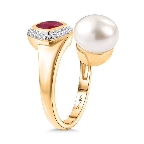 D'Joy Süßwasserperle, afrikanischer Rubin und Zirkon Ring image number 4
