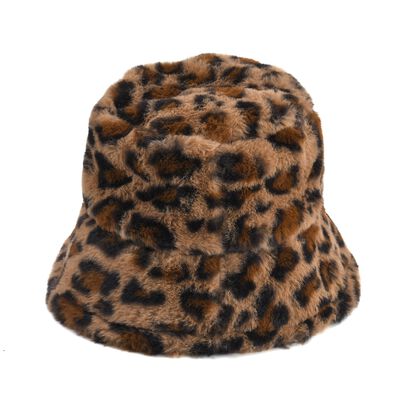 Flauschiger Kunstpelz Hut, Leopard