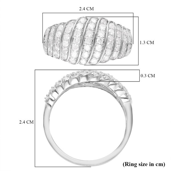 Wei&szlig;er Diamant Ring, 925 Silber platiniert (Gr&ouml;&szlig;e 18.00) ca., Kuppel 1.00 ct image number 6