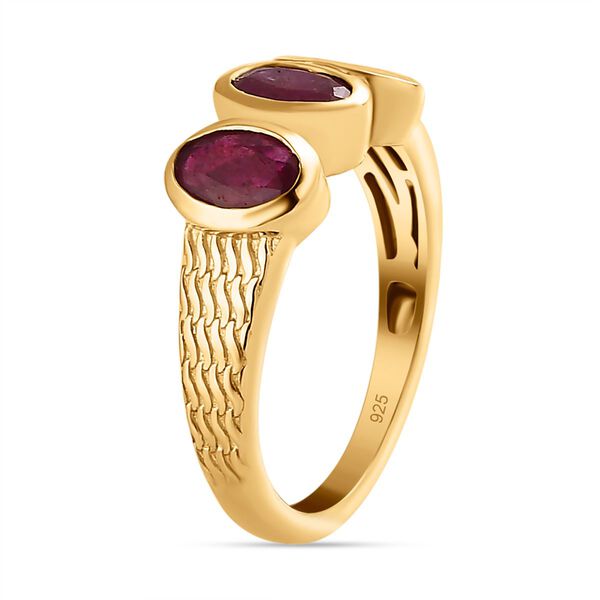 Afrikanischer Rubin (Fissure gefüllt) Ring, 925 Silber Gelbgold Vermeil (Größe 19.00) ca. 2.17 ct image number 5