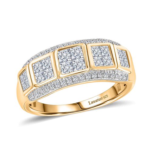 LUXURIANT DIAMOND - Lab Grown Diamant SI-GH SGL zertifiziert Ring, 925 Silber 750 Gelbgold Vermeil (Größe 17.00) ca. 1,00 ct image number 3