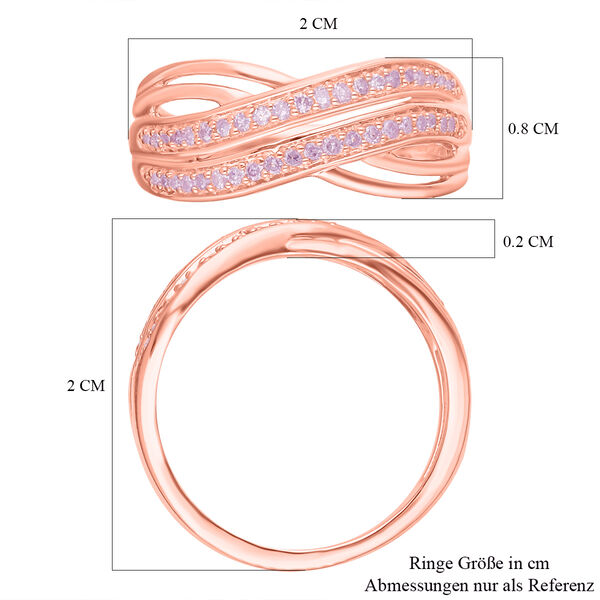 Nat&uuml;rlicher, rosa Diamant Ring, 925 Silber Ros&eacute;gold Vermeil (Gr&ouml;&szlig;e 20.00) ca. 0.20 ct image number 6