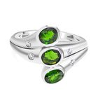 Natürlicher Chromdiopsid, Weißer Zirkon Ring 925 Silber platiniert (Größe 21.00) ca. 1.28 ct