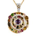 GP Kollektion - AA Afrikanischer Amethyst, Mehrfarbig-Turmalin Schmuckset 925 Silber 750 Gelbgold Vermeil ca. 5.99 ct