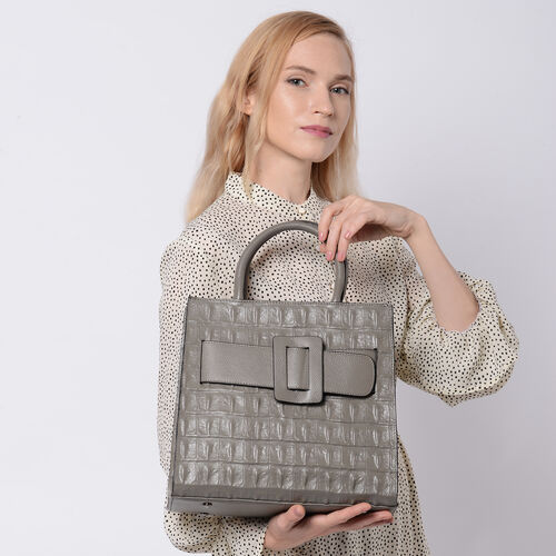 Crossbody Tasche aus echtem Leder mit Reißverschluss und mehreren Taschen, Größe 31x15x30 cm, Hellgrau image number 1