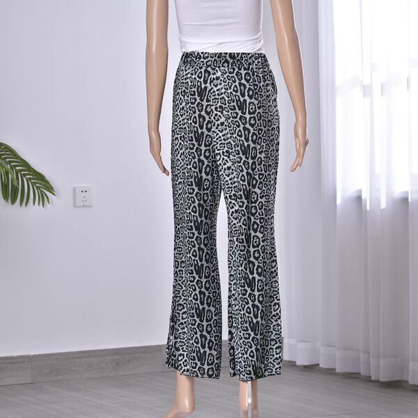 Jersey Hose f&uuml;r Damen mit ausgestelltem Saum, Leopardenmuster, Braun image number 2