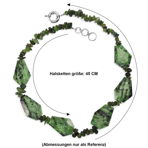EVER TRUE Rubin Zoisite, Nephrit Halskette ca. 45 cm Nickelfreies Messing ca. 485.00 ct image number 5