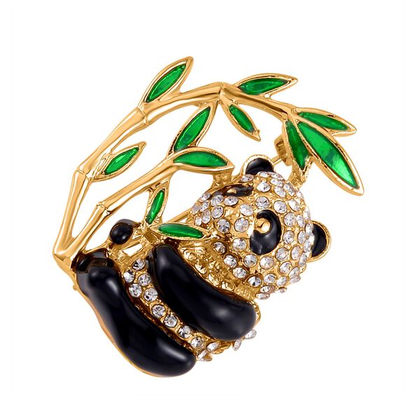 Wei&szlig;er Kristall Brosche  emailliert image number 2