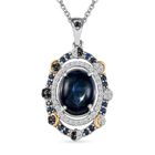 GP Celestial Kollektion - Blauer Stern Saphir, Kanchanaburi Blauer Saphir Anhänger mit Kette, 925 Silber platiniert, ca. 7.25 ct