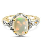 Äthiopischer Opal und Zirkon Halo Ring 925 Silber Gelbgold Vermeil image number 0