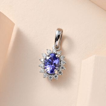 AA Tansanit, Moissanit Anh&auml;nger, 375 Gold, ca. 0.95 ct