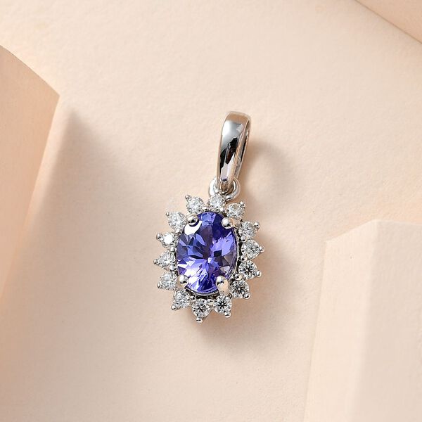 AA Tansanit und Moissanit Anh&auml;nger in 375 Wei&szlig;gold - 0,95 ct. image number 2