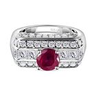 GP Royal Kollektion - Afrikanischer Rubin (Fissure gefüllt), Weißer Zirkon Ring, 925 Silber platiniert, (Größe 17.00) ca. 5.18 ct
