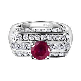 GP Art Déco Kollektion - afrikanischer Rubin, Zirkon und Saphir-Ring- 5,18 ct.