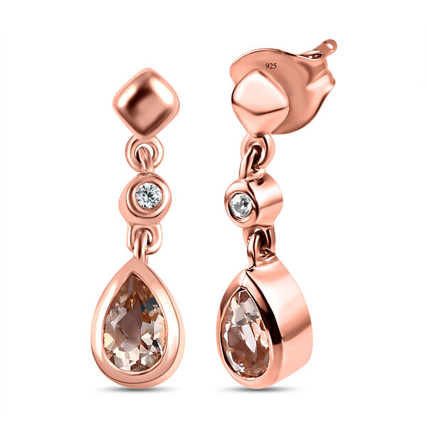 Morganit und wei&szlig;e Zirkon-Ohrringe, 925 Silber Ros&eacute;gold Vermeil ca. 0,76 ct image number 4