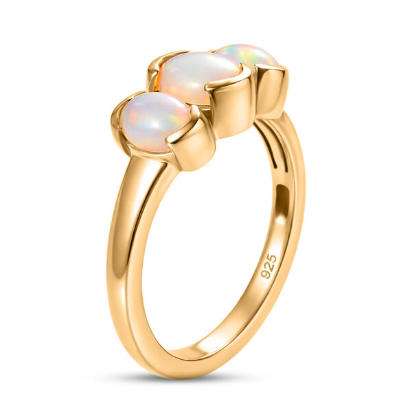 Nat&uuml;rlicher &Auml;thiopischer Opal 3 Stein Ring 925 Silber vergoldet  ca. 1,13 ct image number 4