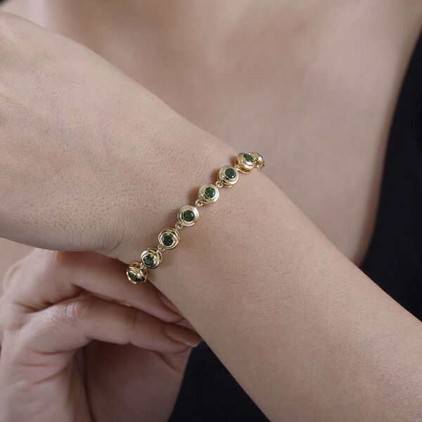 Nat&uuml;rlicher Chromdiopsid Armband ca. 19 cm 925 Silber 750 Gelbgold Vermeil ca. 2.85 ct image number 3