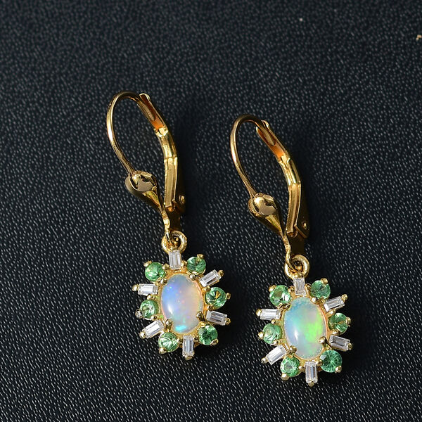 AA Nat&uuml;rliche, &auml;thiopische Welo Opal, Tsavorit Granat und Moissanit Ohrringe - 1,61 ct. image number 2