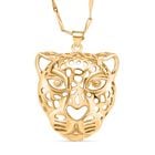 Leopardenkopf-Anhänger mit Kette, Cut-Out-Design, Nickelfreies Messing, ca. 17.5 cm, Goldfarben