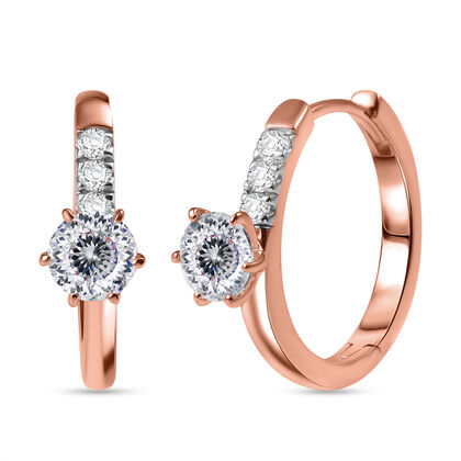 D&rsquo;joy 100 Facetten Moissanit Ohrringe 925 Silber 750 ros&eacute;vergoldet ca. 1.12 ct