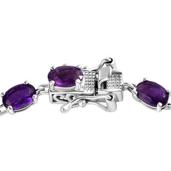 Afrikanischer Amethyst Armband ca. 19 cm 925 Silber platiniert ca. 8,82 ct.