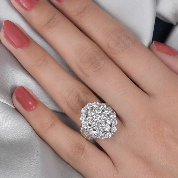 LUSTRO STELLA Hergestellt mit ZIRKONIA Ring 925 Silber Platin-&Uuml;berzug (Gr&ouml;&szlig;e 17.00) ca. 7,97 ct image number 3