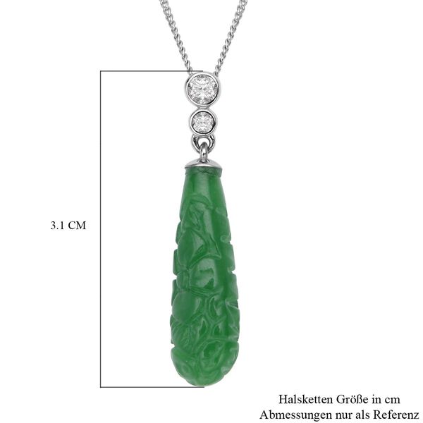 Gr&uuml;ner Jade und Zirkon-Anh&auml;nger mit Kette - 7,74 ct. image number 5