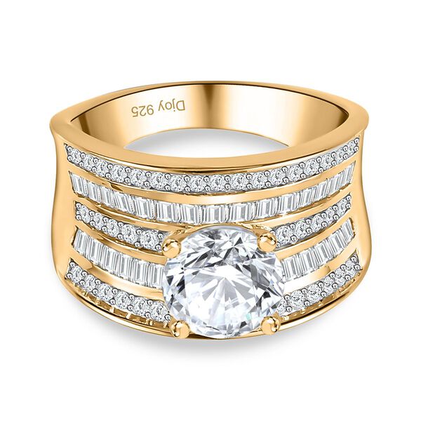 Moissanit Ringe 925 Silber Gelbgold Vermeil (Gr&ouml;&szlig;e 18.00) ca. 3.59 ct
