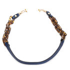 Brillenkette mit 100% Lederband, Leopardenmuster, Dunkelblau und Gold image number 0