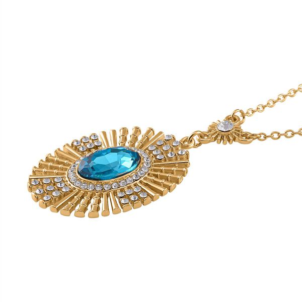 Blaue und wei&szlig;e Kristall-Halskette, 50 cm image number 3