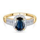 AAA Ozean-grüner Saphir und weißer Diamant-Ring, 585 Gold (Größe 18.00) ca. 1,93 ct