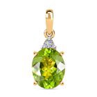 D'Joy Peridot, Moissanit Anh&auml;nger 925 Silber 750 Gelb Vergoldet ca. 2.84 ct