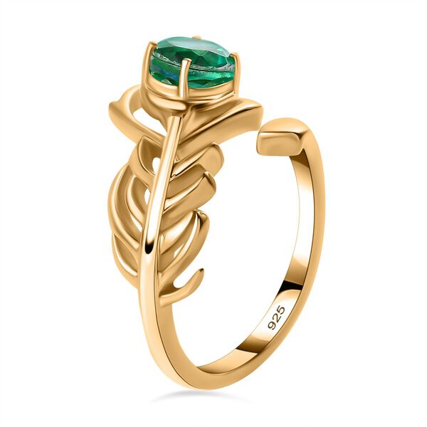 Pfau Quarz Triplette Ring, 925 Silber Gelbgold Vermeil (Größe 19.00), ca. 1.34 ct image number 5