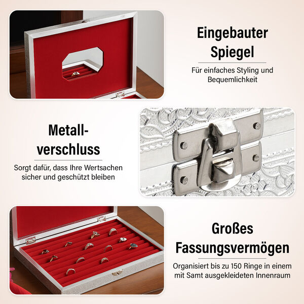 Minakari-Ringbox, Schmetterlingsdesign, für 150 Ringe, 35,6x25x5,8 cm image number 3