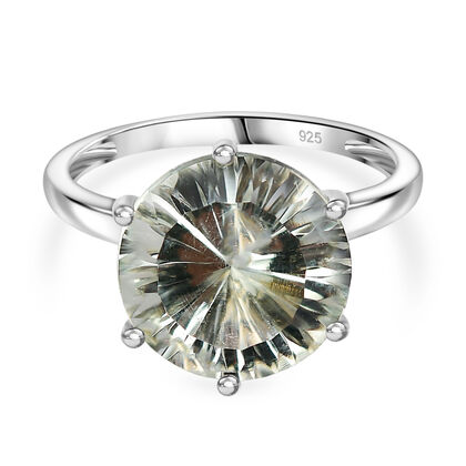 Prasiolith Ring 925 Silber rhodiniert (Gr&ouml;&szlig;e 18.00) ca. 5.91 ct