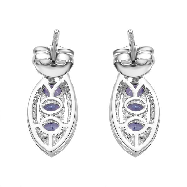 Tansanit, Wei&szlig;er Zirkon Ohrringe 925 Silber platiniert ca. 1,44 ct. image number 5