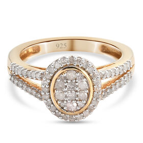 Diamant-Ring, 925 Silber vergoldet  ca. 0,50 ct