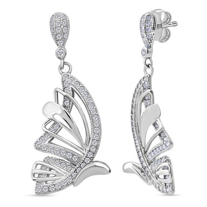 LUSTRO STELLA - Wei&szlig;er Zirkonia Schmetterling Ohrringe 925 Silber rhodiniert