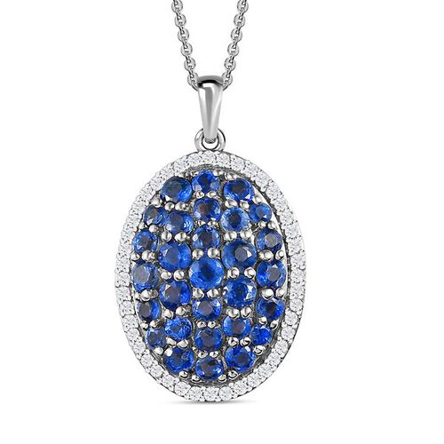 Kaschmir Kyanit Anhänger mit Kette, 925 Silber platiniert, 925 Silber rhodiniert ca. 4.08 ct image number 0