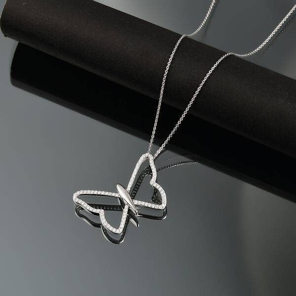 Moissanit Anh&auml;nger mit 50cm Kette, 925 Silber rhodiniert - 0,70 ct. image number 2