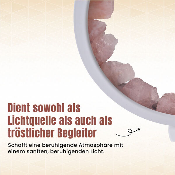 Rosenquarz Kristall-Wellnesslampe mit USB-Anschluss, 10&times;22&times;18cm, Lila image number 5