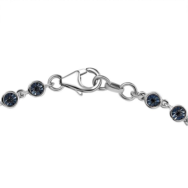 Blaues Diamant Armband, ca. 19 cm, 925 Silber platiniert ca. 0.15 ct image number 4