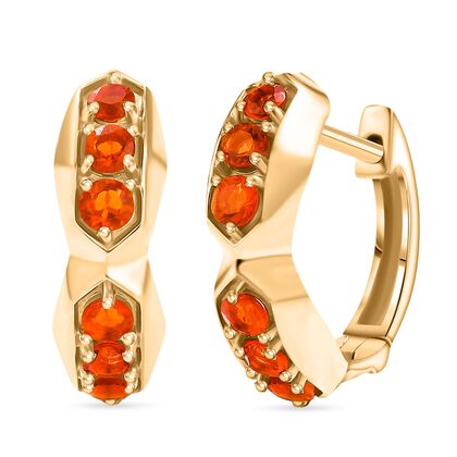 D'Joy AAA Blaze Feueropal Ohrringe 925 Silber 750 Gelb Vergoldet ca. 0.56 ct