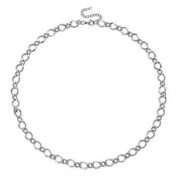 Gliederketten- und Herringbone-Design Halsketten-Set, Edelstahl, ca. 50 cm, silberfarben