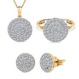 LUXURIANT DIAMOND- SGL zertifizierte SI-GH Labor Diamant Ohrringe und Anhänger mit 50cm Kette